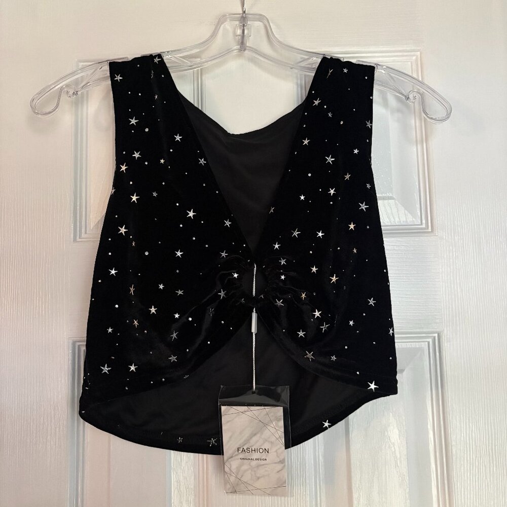 Krtwrnt Womens Size L Sparkly Festival Rave Outfit Sexy Concert Crop Top NWT - Picture 2 of 3